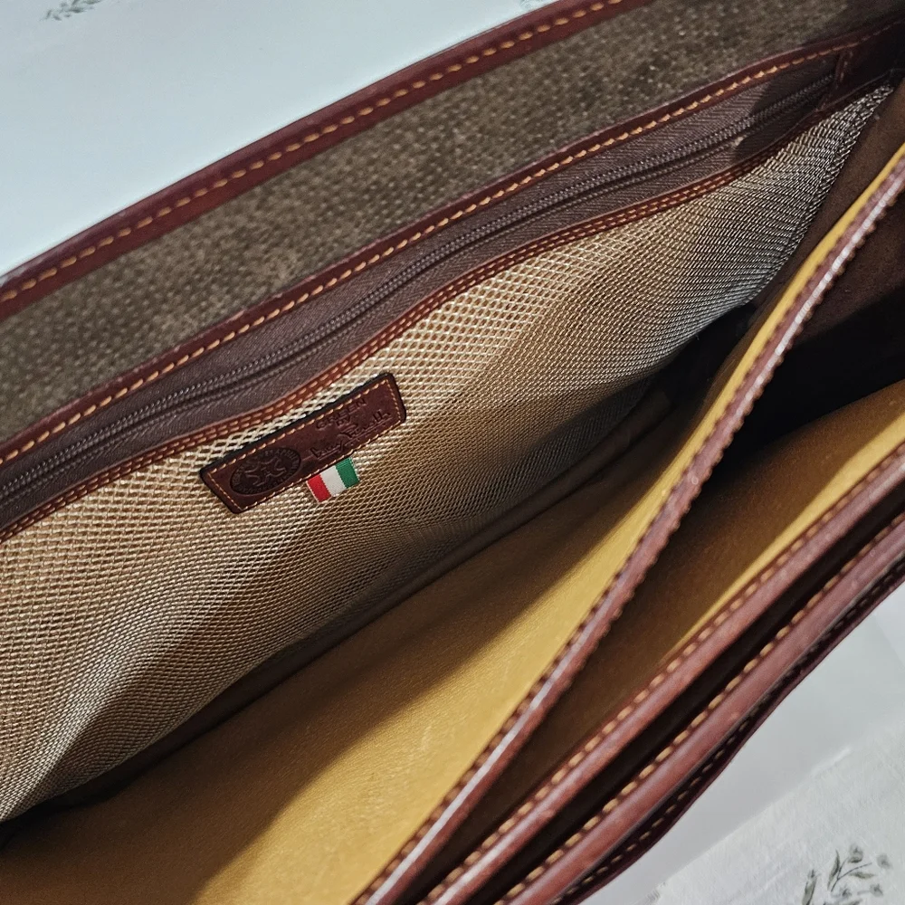 Tony Perotti Italian Leather Briefcase Cognac Brown | Full-Grain Patina